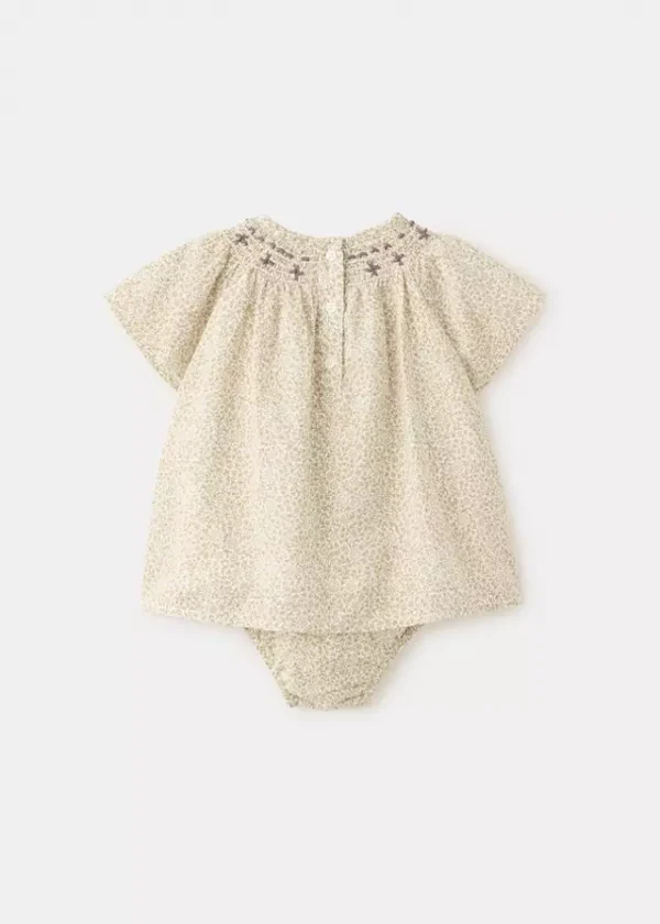 Cotton dress and romper with floral print