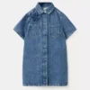 Denim dress with flower detail