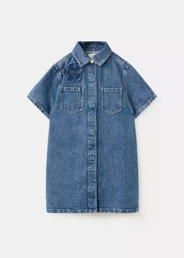 Denim dress with flower detail